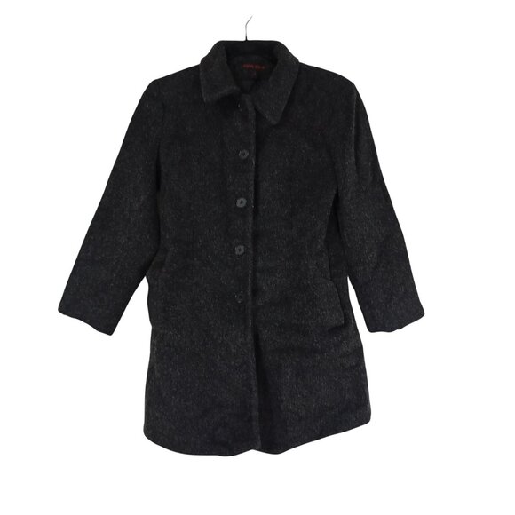 Anne Klein Womens Charcoal Wool Blend Button-Front Coat Pockets Size 4 - Picture 1 of 11